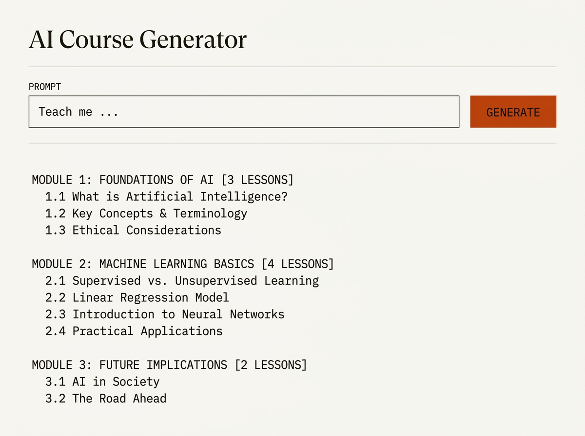 Course generation — topic to structured syllabus